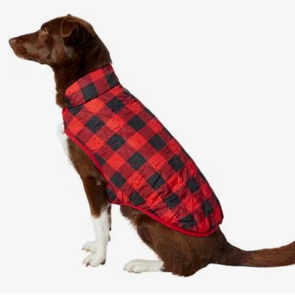 Chewy Other - NEW Frisco by Chewy Dog Reversible Jacket L Black Red Plaid Quilted Winter Coat